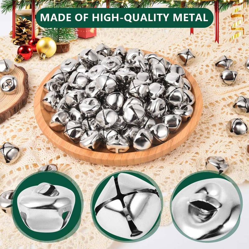 KISEER 100 Pcs Jingle Bells Bulk, 1 Inch Craft Bells for DIY Christmas Home Decoration (Silver) - Image 5