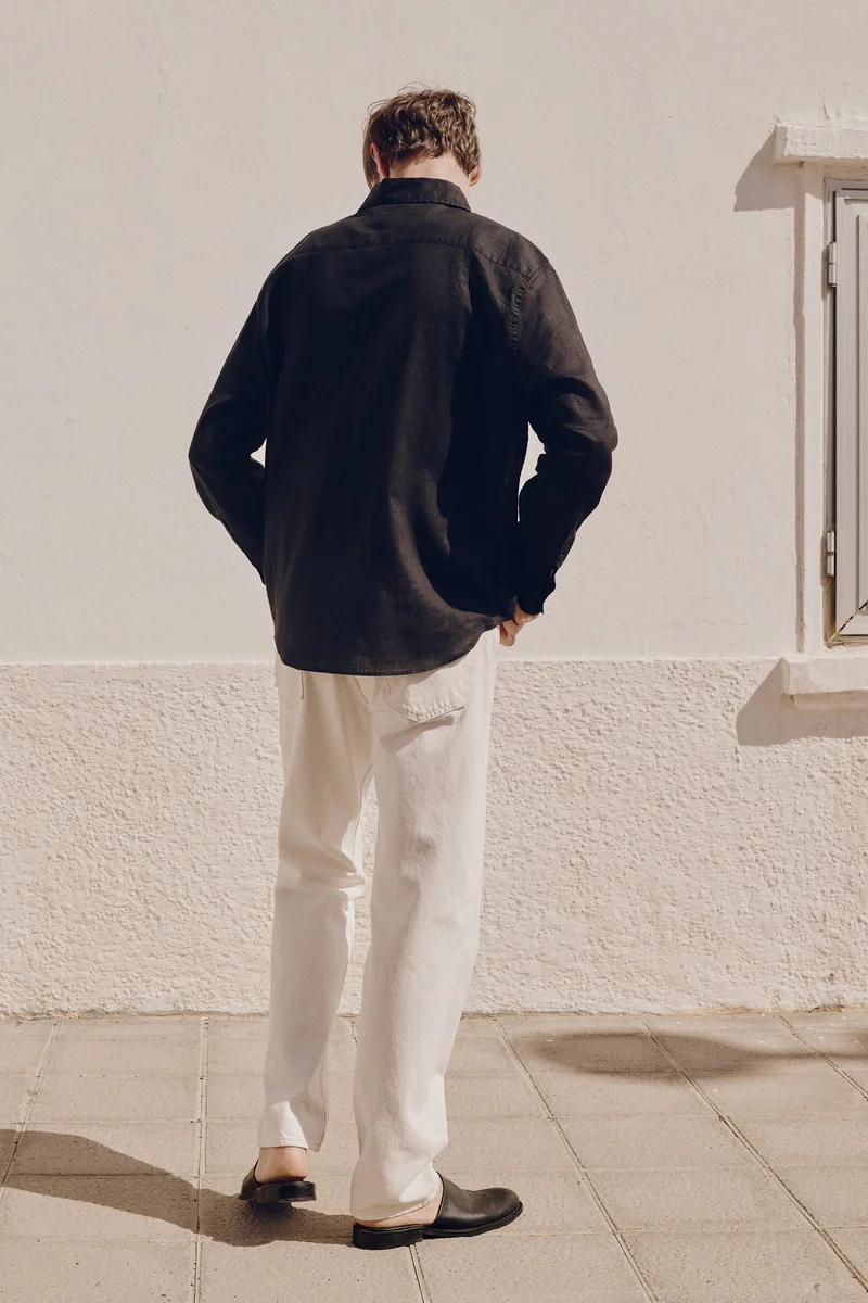 اتش اند ام Regular Fit Linen-blend shirt