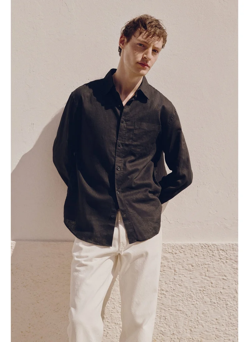 اتش اند ام Regular Fit Linen-blend shirt