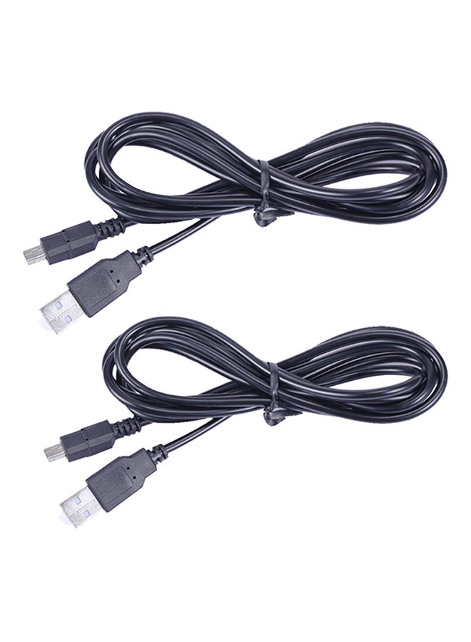 2-Piece USB Charging Cable For PlayStation 3 Wireless Controllers Black - Image 1