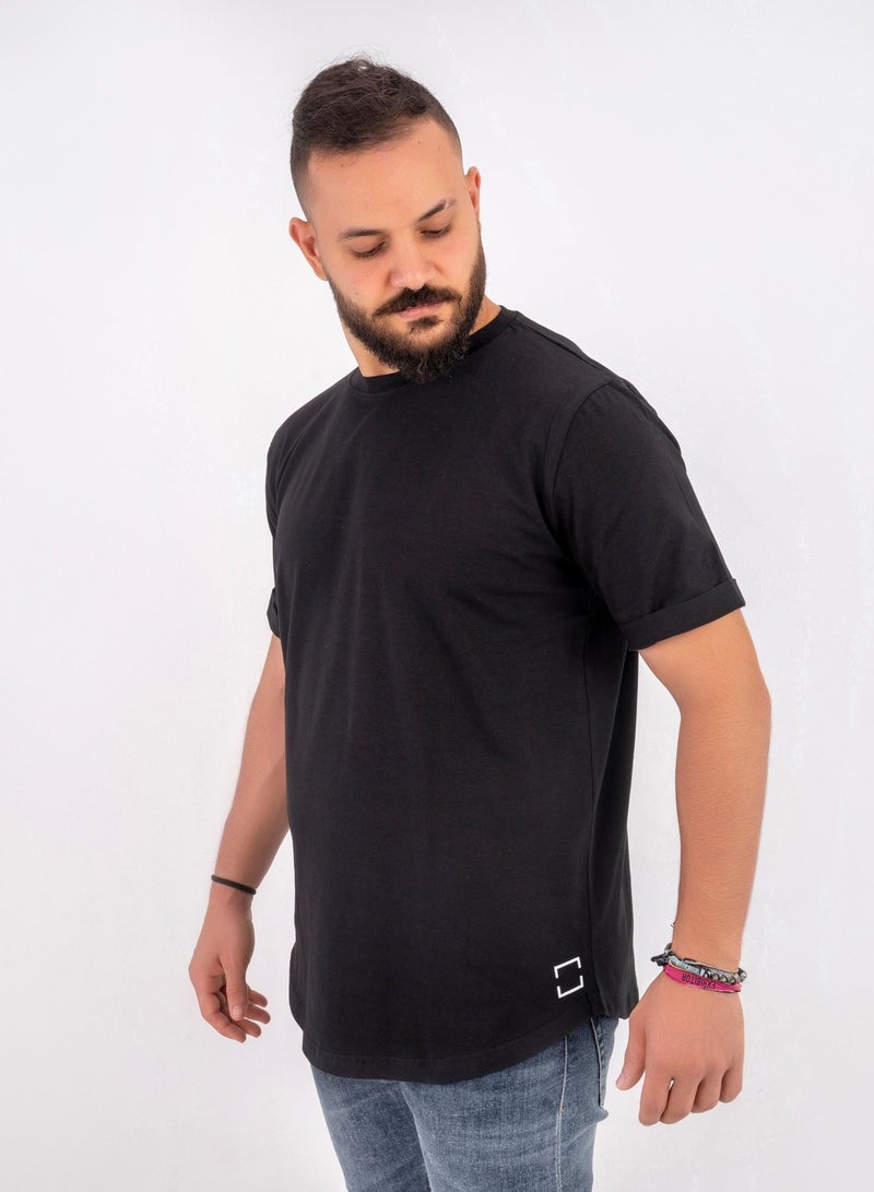 THOMAS-SQUARE cotton curved t-shirt Black – CL  - Image 1