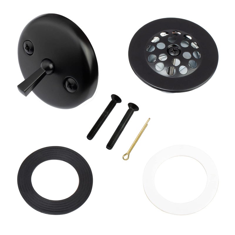 Matte Black Trip Lever Tub Trim Kit Set With Trip Lever Overflow Face Plate No Putty Gasket Trip Lever Bathtub Drain With Strainer Overflow And Matching Screws No Putty Installation By Artiwell
