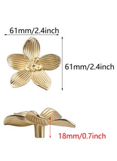 KASTWAVE Gold Flower Drawer Knobs Creative Petal Kitchen Cabinet Knobs Dresser Knobs Furniture Cupboard Drawer Pulls Handles for Wardrobe Door Pulls 4 Pcs  - Image 2