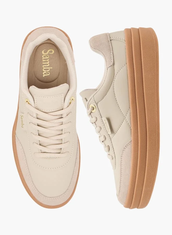 SAMBA Womens' Panelled Lace-Up Sneakers
