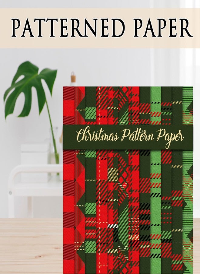 Whaline 24Pcs Christmas Pattern Paper Plaid Scrapbook Specialty Paper Red Green Double Sided Decorative Craft Papers For Xmas Winter Holiday DIY Card Making Photo Album Decor, 11.8 x 11.8 Inch - Image 4
