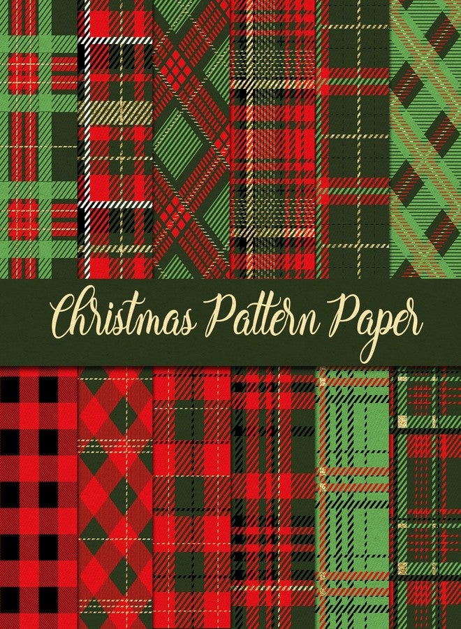 Whaline 24Pcs Christmas Pattern Paper Plaid Scrapbook Specialty Paper Red Green Double Sided Decorative Craft Papers For Xmas Winter Holiday DIY Card Making Photo Album Decor, 11.8 x 11.8 Inch - Image 1