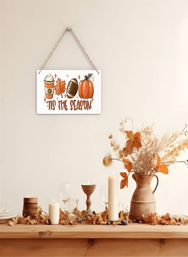 FREHVN Fall Decorations for Home Office Front Door Decor Signs, Fall Sign, Fall Decor, Tis the Season Sign, Autumn Wall Hanging Decor 12 X 6 Inch - Image 4