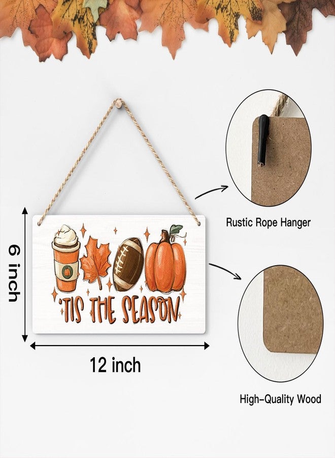 FREHVN Fall Decorations for Home Office Front Door Decor Signs, Fall Sign, Fall Decor, Tis the Season Sign, Autumn Wall Hanging Decor 12 X 6 Inch - Image 2
