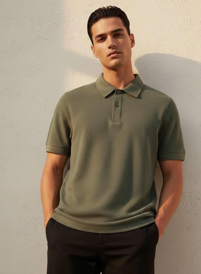 Splash FAV Men Short Sleeve Textured Polo T shirt