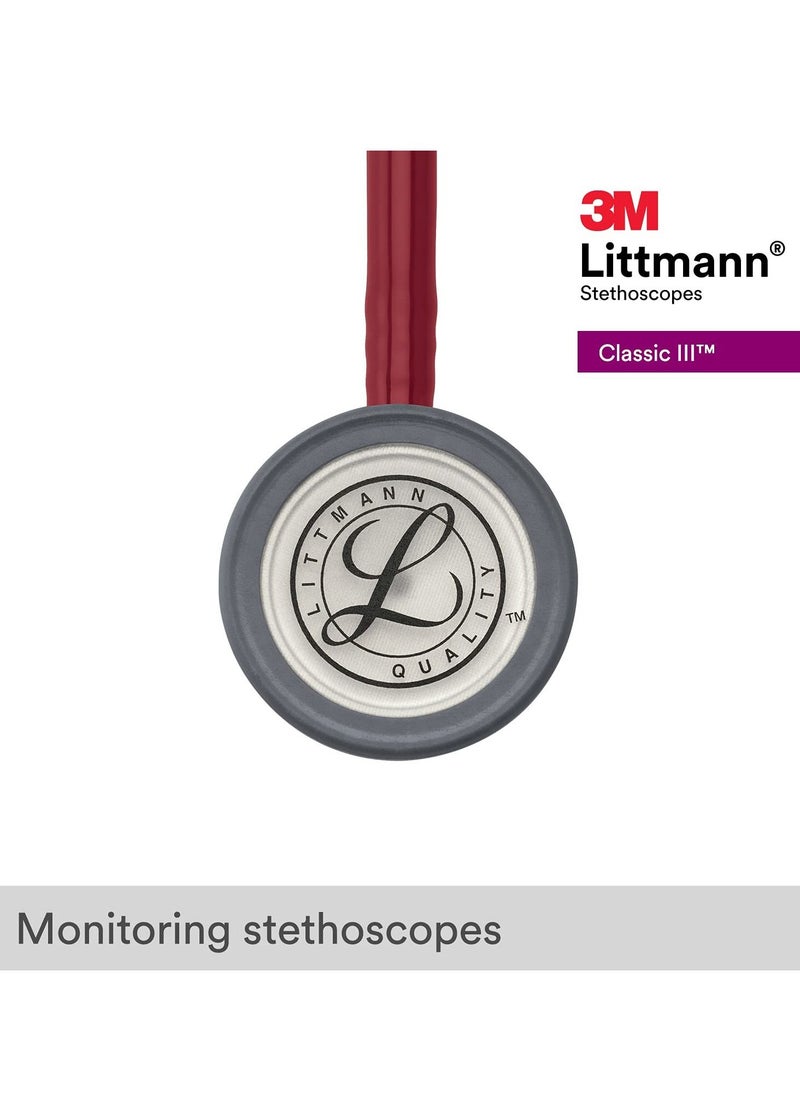 Littmann 3M Littmann Classic III Monitoring Stethoscope 27 inch Burgundy Tube 5627  - Image 3