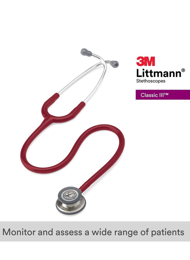 Littmann 3M Littmann Classic III Monitoring Stethoscope 27 inch Burgundy Tube 5627  - Image 2
