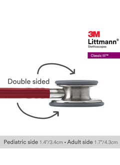 ليتمان 3M Littmann Classic III سماعة مراقبة 27 بوصة أنبوب عنابي 5627  - Image 4