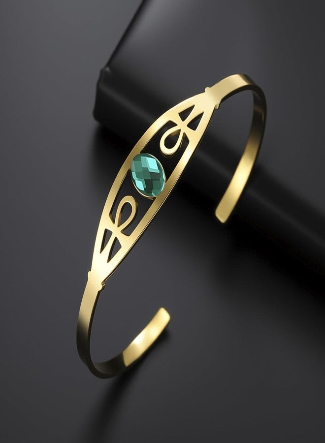 EUEAVAN Ankh Cross Bracelet Egyptian African Key of Life Cuff Bangle Ancient Egypt Amulet Religious Jewelry Gift for Women Men (gold) - Image 4