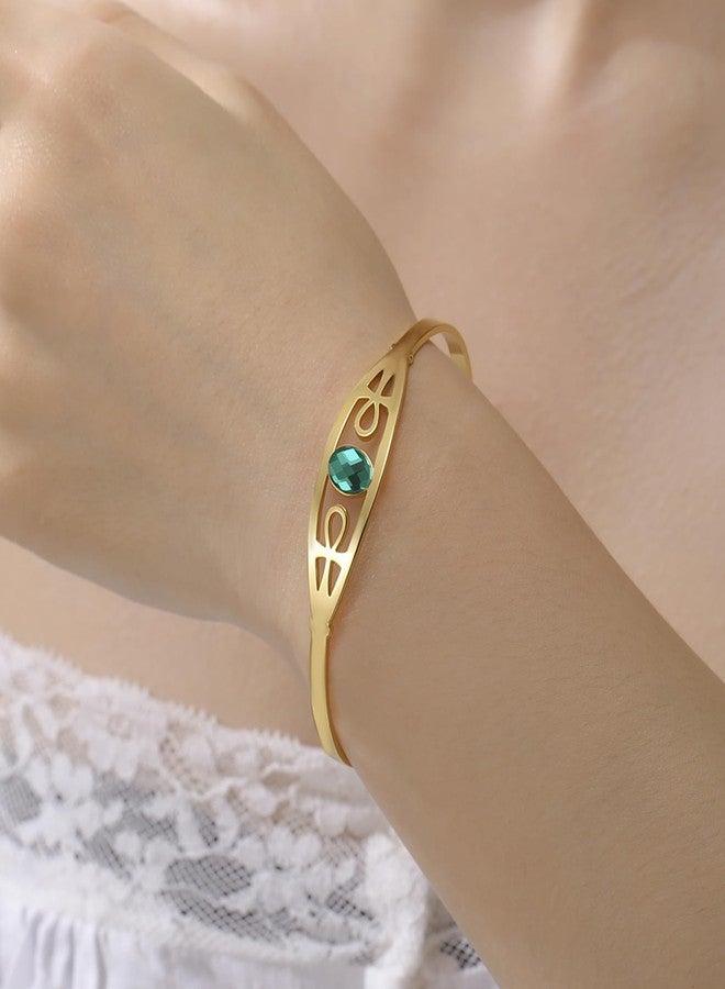 EUEAVAN Ankh Cross Bracelet Egyptian African Key of Life Cuff Bangle Ancient Egypt Amulet Religious Jewelry Gift for Women Men (gold) - Image 2