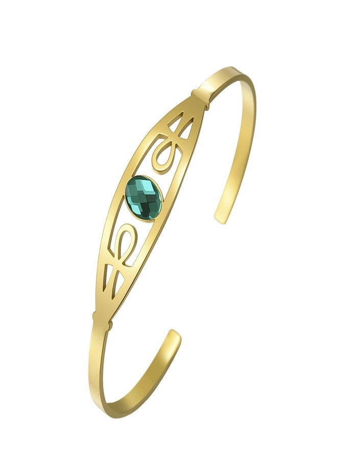 EUEAVAN Ankh Cross Bracelet Egyptian African Key of Life Cuff Bangle Ancient Egypt Amulet Religious Jewelry Gift for Women Men (gold) - Image 1