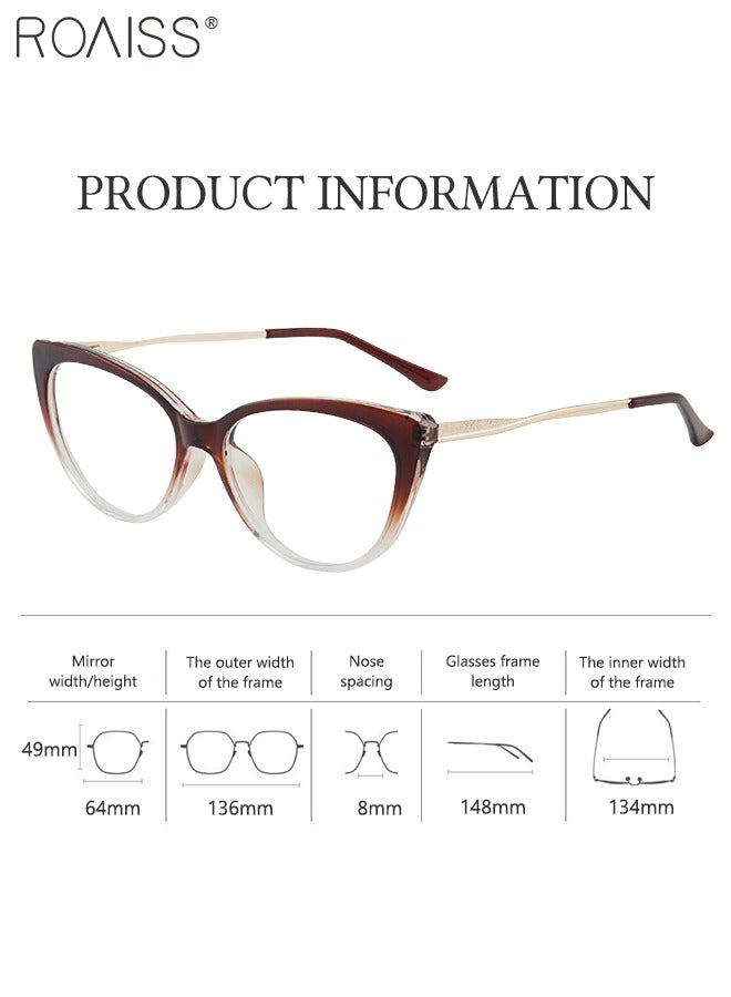 roaiss Women's Blue Light Blocking Glasses Blue Light Filter Computer Reading Gaming TV Phones Cat Eye Eyeglasses Fashion Anti Eyestrain Headache Eyewear Gradient Brown  - Image 3