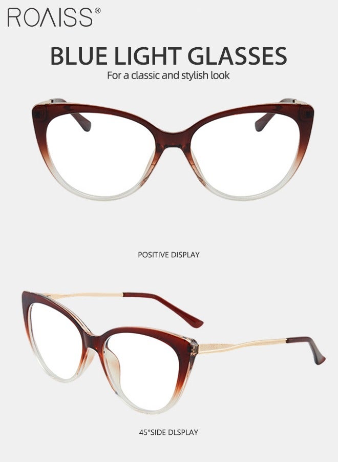 roaiss Women's Blue Light Blocking Glasses Blue Light Filter Computer Reading Gaming TV Phones Cat Eye Eyeglasses Fashion Anti Eyestrain Headache Eyewear Gradient Brown  - Image 5