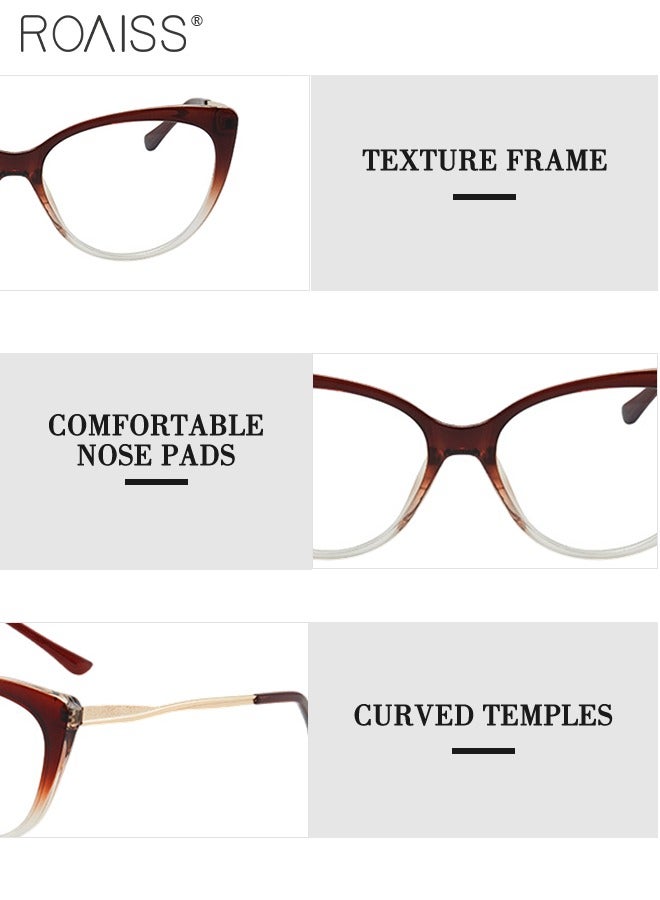 roaiss Women's Blue Light Blocking Glasses Blue Light Filter Computer Reading Gaming TV Phones Cat Eye Eyeglasses Fashion Anti Eyestrain Headache Eyewear Gradient Brown  - Image 4