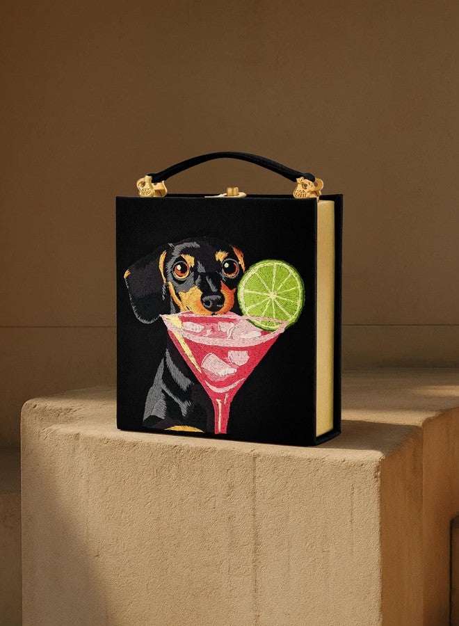 جي دبليو بي حقيبة يد نسائية من JW PEI بتصميم كتاب بنقشة جرو تايا - أسود - Image 2