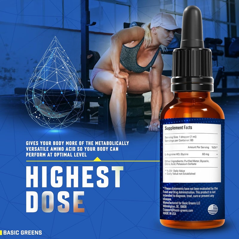 BASIC GREENS L Arginine Liquid  LArginine Supplement for Men and Women with Nitric Oxide Precursor L Arginine Supplement - Image 3