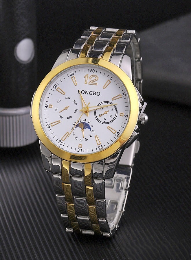 Longbo Men's Specialty Chronograph Textured Dial Stainless Steel Watch Gold - Image 2