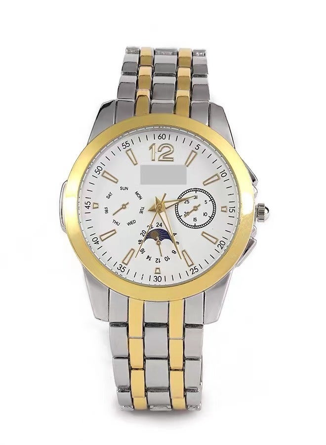 Longbo Men's Specialty Chronograph Textured Dial Stainless Steel Watch Gold - Image 1