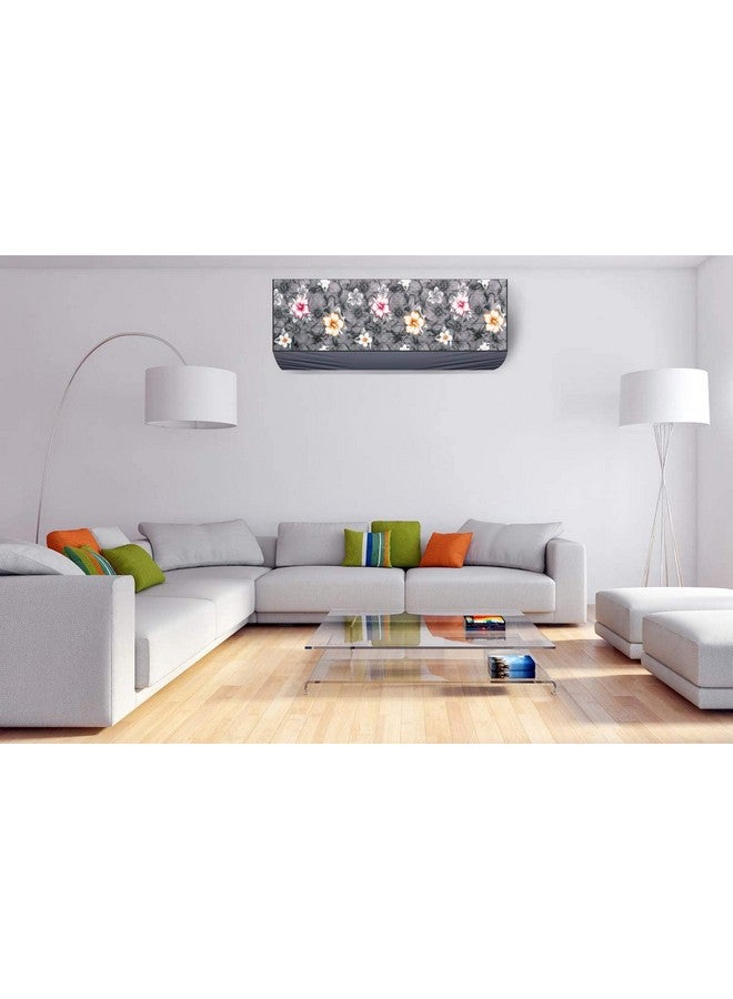 Da Anushi Polyester Split Ac Cover Set Of Indoor And Outdoor Unit For 1.5 Ton Capacity Ac, Attractive Digital Prints/Dustproof/Water Resistant (Grey Flower) - Image 5
