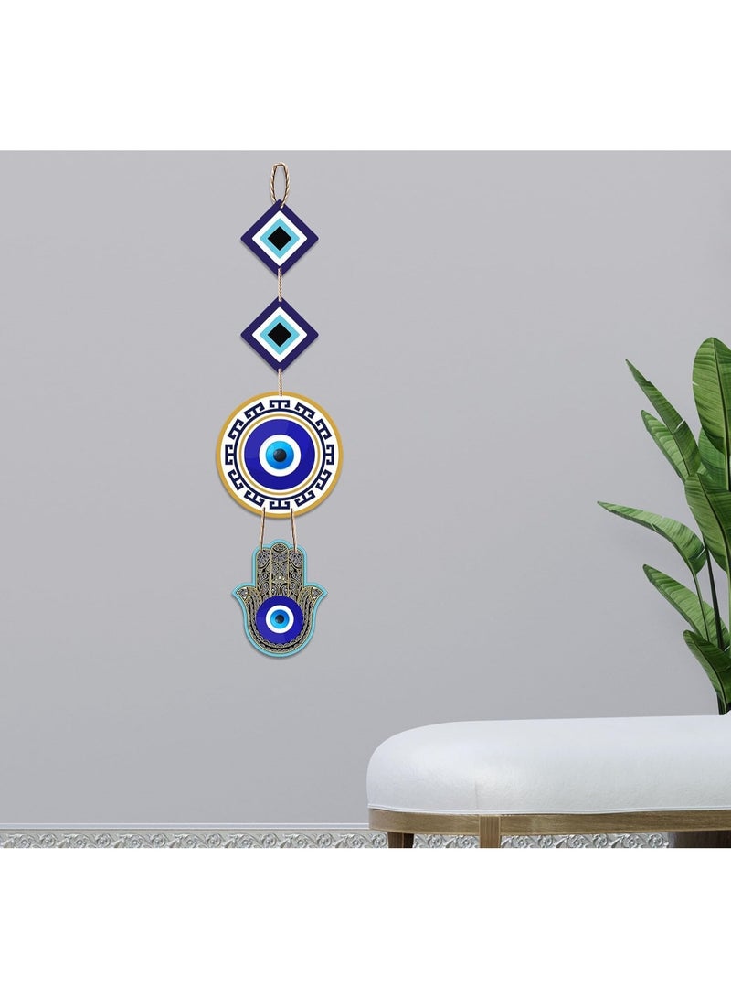 Artvibes Hamsa Hand Wooden Wall Hanging For Good Fortune For Home Decoration | Livingroom | Spiritual Decor Items | Wall Illustrations | Vastu Wall Art Prints | Ethnic Wall Decor | Gifts (WH_8509NV) - Image 3