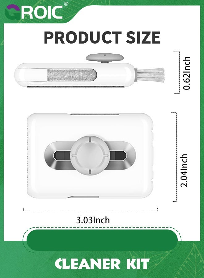 طقم تنظيف أبيض لجهاز Airpod، منظف لوحة مفاتيح للكمبيوتر المحمول، MacBook، منظف شاشة بقطعة قماش من الألياف الدقيقة، طقم تنظيف متعدد الوظائف للوحة المفاتيح/سماعات الأذن/الهاتف الذكي/الكمبيوتر اللوحي