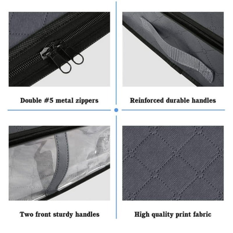 Under-Bed Storage Bin: 60*45*15cm Grey Foldable High-Capacity 40L Odor-Free Durable Polypropylene Non-Woven Fabric - Reinforced Handles Transparent Window Sturdy Zippers Multifunctional Organizer for - Image 5