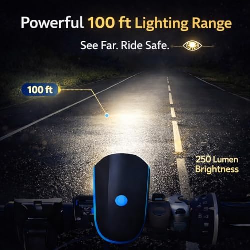 PulGos Rechargeable Cycle Light for Bicycle with 𝟏𝟒𝟎𝐝𝐁 Horn (𝟓 Sound Modes), Bright LED Cycle Headlight(𝟑 𝐋𝐢𝐠𝐡𝐭 𝐌𝐨𝐝𝐞), Up to 𝟒𝟖 𝐡𝐫𝐬 𝐁𝐚𝐭𝐭𝐞𝐫𝐲 𝐥𝐢𝐟𝐞, Ideal for Night Riding - Image 5