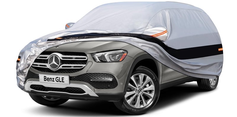 Holthly 10 Layers SUV Car Cover Custom Fit for Mercedes Benz GLE 350 450 20152024 Waterproof All Weather for Automobiles Outdoor Full Cover Rain Sun UV ProtectionSilver