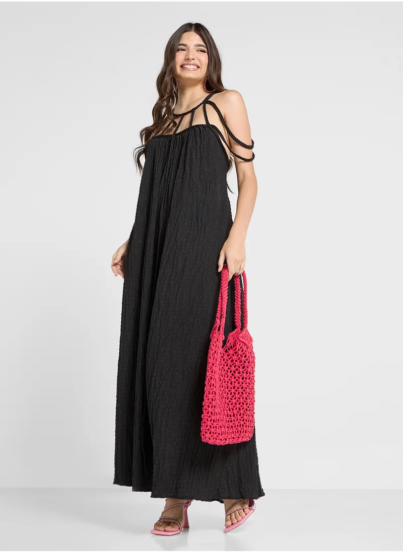 جينجر Cutout Neck Detail Maxi Beach Dress