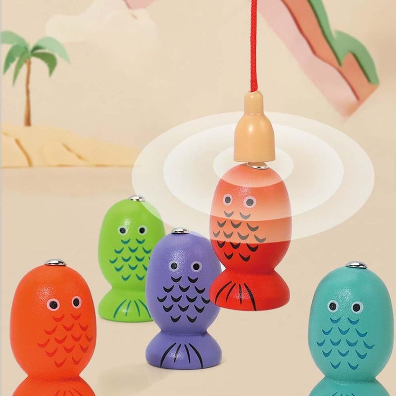 EDUTREE Montessori 3-in-1 Educational Wooden Toy - Magnetic Fishing, Shape Sorting, and Fruit Cutting, Enhancing Hand-Eye Coordination & Cognitive Skills for Kids Aged 3-5 - Image 5
