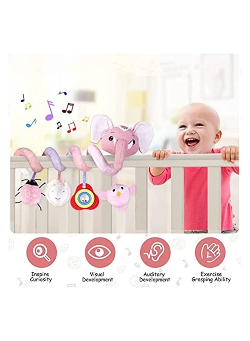 Y&D Baby Stroller Toys, Car Seat Toys for Infants, Crib Rattles Learning Hanging Sensory Development Spiral Plush with Music Squeaker,  - Image 1