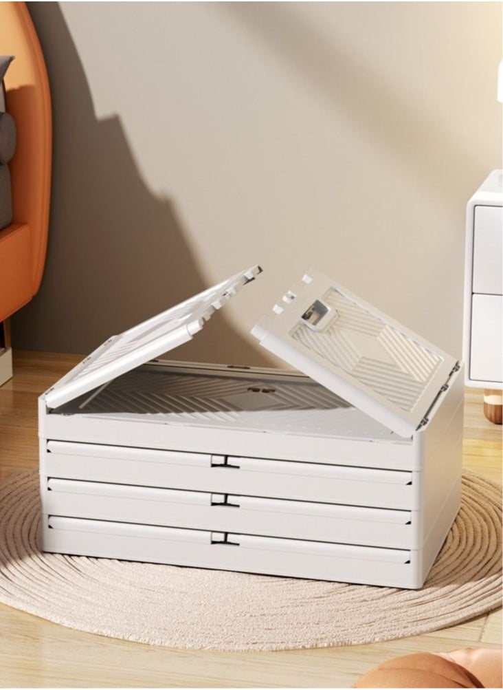 Mu Ma Ren - 2 layers Folding Storage Cabinet, Transparent Plastic with Pulley, Clothing， Shoes, Hats and Bags Storage Cabinet,Coffee, Milk, Drinks, Snacks Storage box,with Four Wheels - Image 1