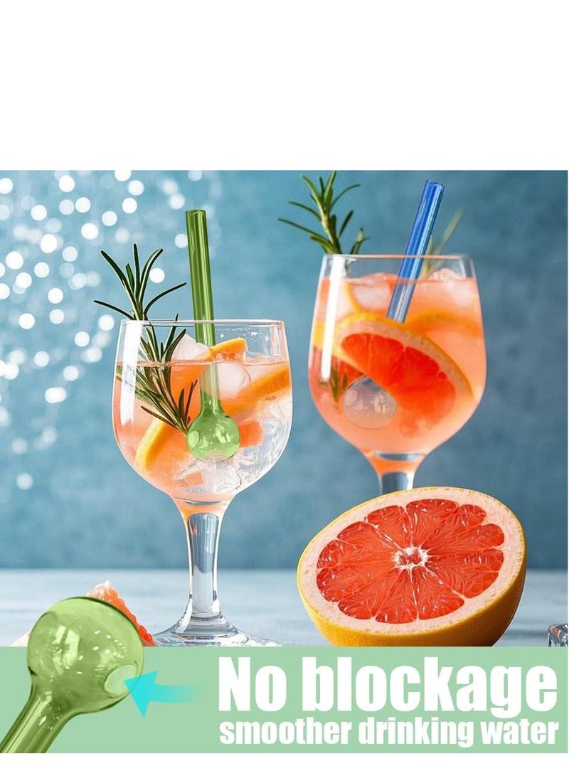 8 reusable glass straws with charms, colorful drinking straws, shatterproof, including cleaning brush, short smoothie straws, suitable for cocktails, smoothies, juices, milkshakes, tea  - Image 3