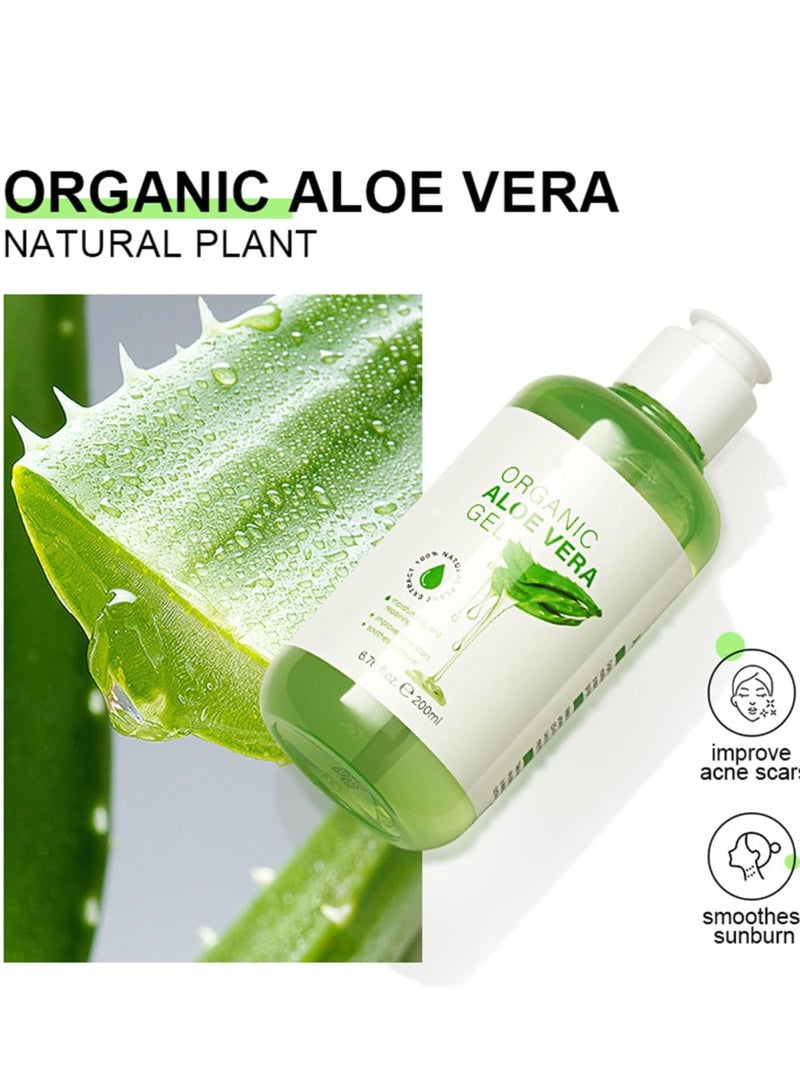 Kormesic جل الصبار العضوي ، جل الصبار للوجه ، سريع الامتصاص يرطب بعمق جل الصبار النقي ، مرطب بعمق ، مغذي بعد العناية بالبشرة من الشمس ، مرطبات الجسم بعد التعرض للشمس ، جل مهدئ 200 مل - Image 2