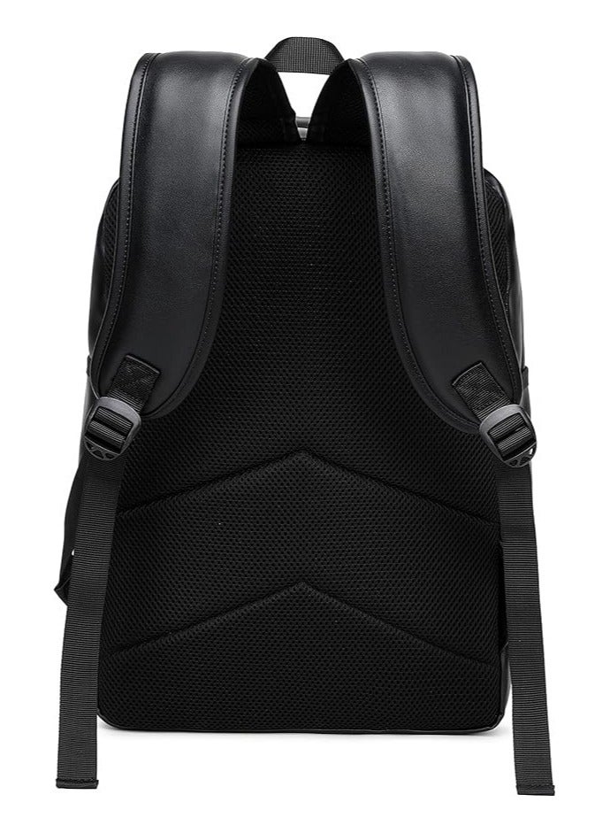 Rahala GLD116 Water Resistant Woven Leather 15.6-Inch Laptop Casual Backpack- Black  - Image 3