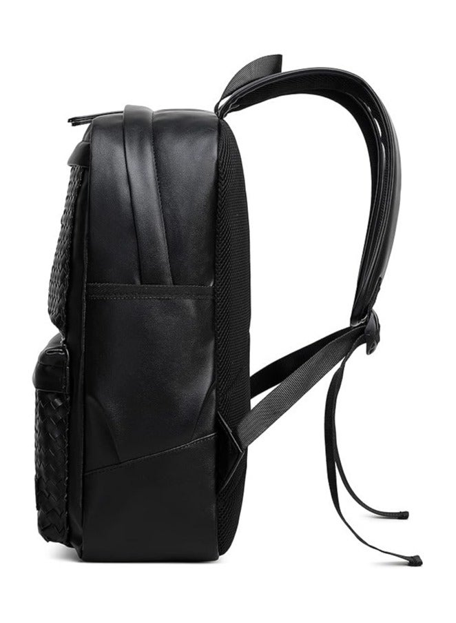 Rahala GLD116 Water Resistant Woven Leather 15.6-Inch Laptop Casual Backpack- Black  - Image 4