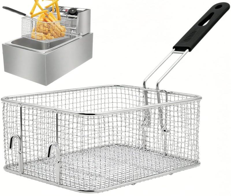 THW سلة قلاية عميقة تجارية (جالي) لبطاطس أصابع الشيبس/برجر تيكي/باكورا سعة 6 لترات لسلة القلي الكهربائية للمطابخ التجارية/منافذ الوجبات السريعة - Image 1