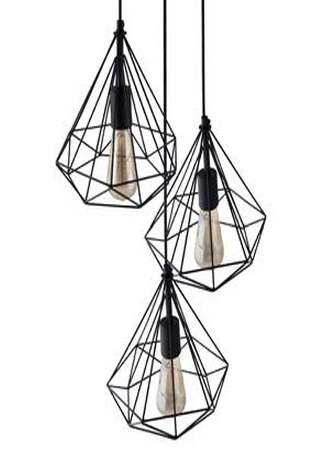 SINOMAN Black Round Cluster Hanging Lights for Living Room/Lights for Ceiling/Hanging Lamps for Home Decoration/Decorative Hanging Lights,Metal (Diamond Tripple, with Bulb) - Image 4