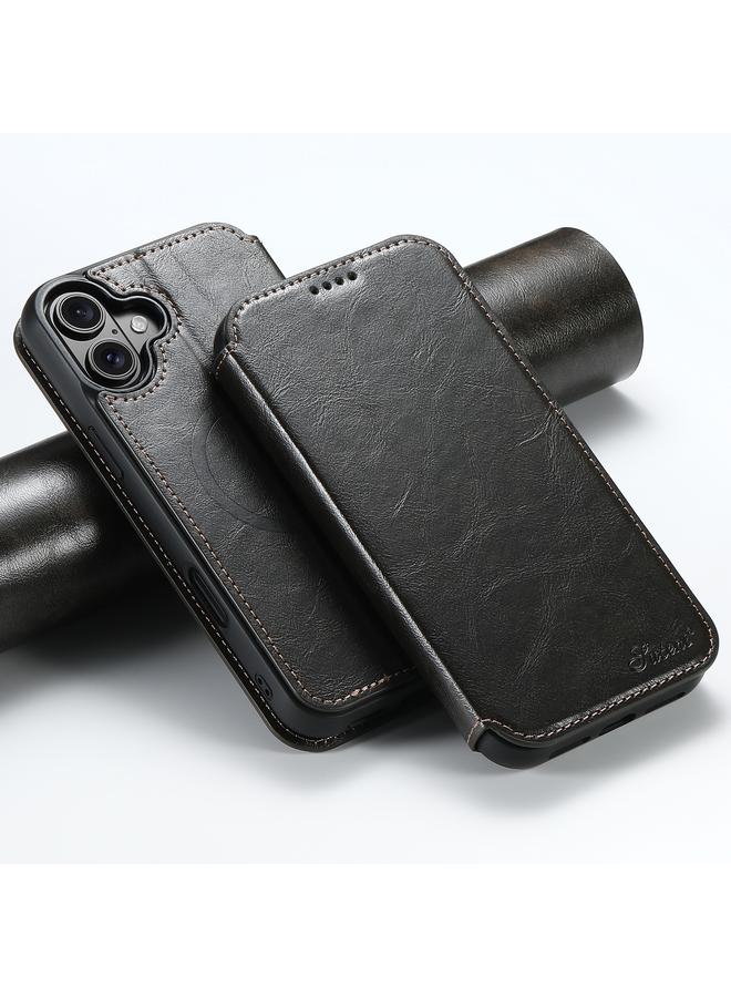 Suteni Case For iPhone 16 J05 Leather Magnetic MagSafe Phone Case - Image 1