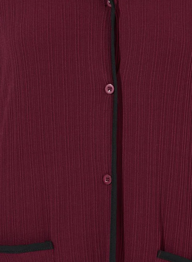 Styli Rib Contrast Edge Button Closure Nightshirt Dress