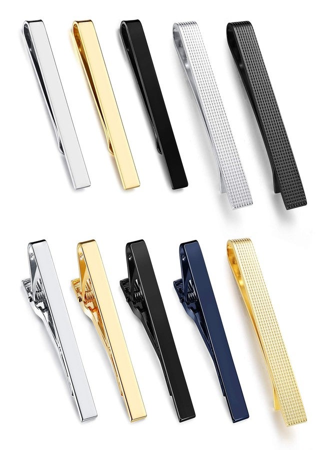 JOERICA 10 Pcs Tie Clips Set for Men Tie Bar Pin Clips Set for Regular Ties Necktie Wedding Business Clips With Gift Box - Image 1