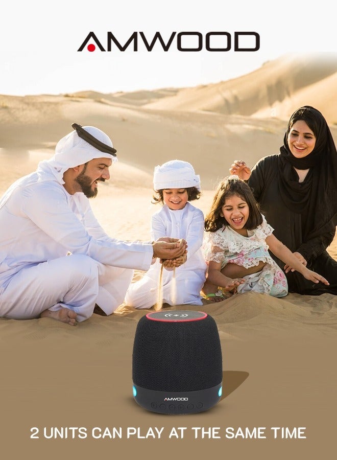 اموود مكبر صوت بلوتوث اموود مع شحن لاسلكي، مخرج 15 واط، بطارية قابلة للشحن، اسود - Image 2
