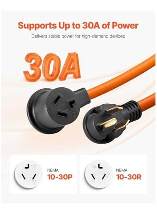 10 قدم سلك تمديد مجفف ثقيل STW 30A متوافق مع شاحن السيارات الكهربائية NEMA 10-30P إلى 10-30R - Image 3