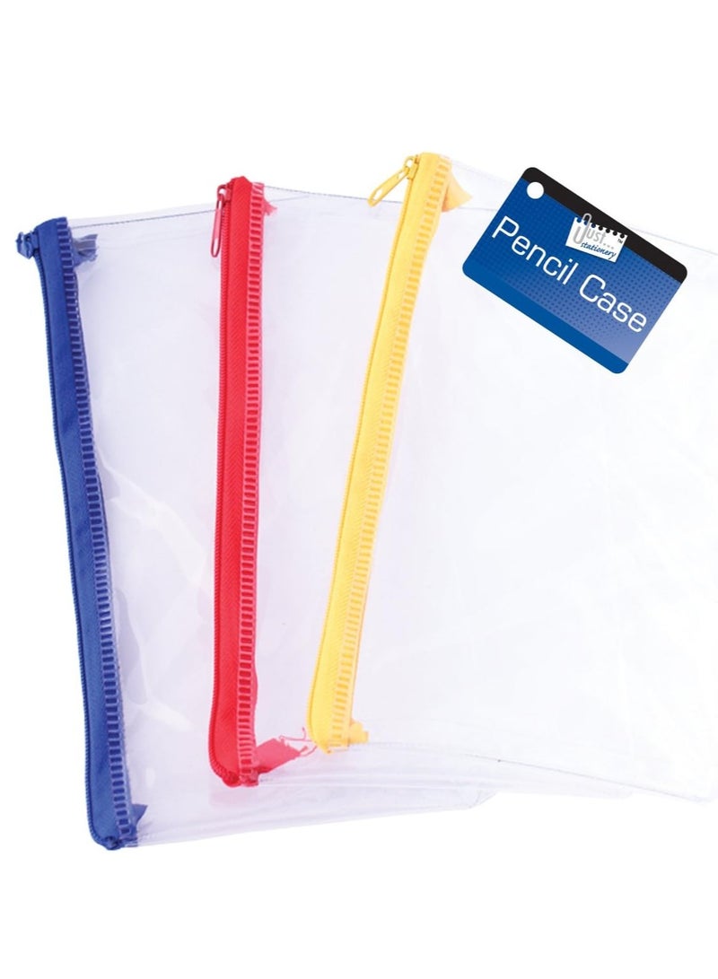Just Stationery 8 inch Clear Exam Pencil Case, 6192/48