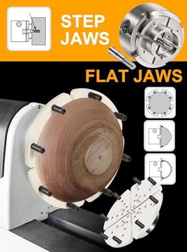 Deargooday 4 Inch Wood Lathe Chuck Set 1" x 8 tpi Thread & 3/4"x16 tpi Adapter, Self Centering 4 Jaw Wood Turning Chuck set with 3 frequently used types of Jaws - Image 4