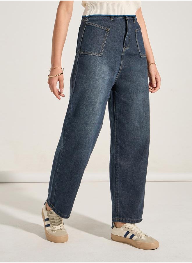 Take Two - Double Patch Pocket Detail Mom Jeans - Image 1